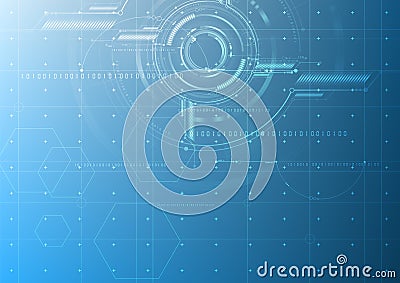Abstract technological future blueprint drawing vector background Vector Illustration