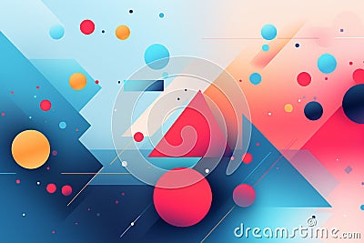 Abstract technological geometric background with circles, lines and other elements. illustration Cartoon Illustration