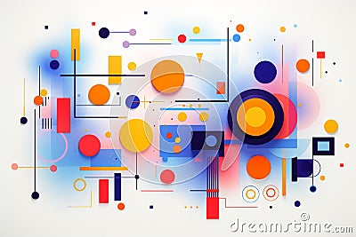 Abstract technological geometric background with circles, lines and other elements. illustration Cartoon Illustration