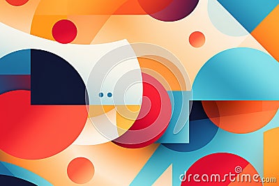 Abstract technological geometric background with circles, lines and other elements. illustration Cartoon Illustration