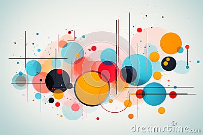 Abstract technological geometric background with circles, lines and other elements. illustration Cartoon Illustration