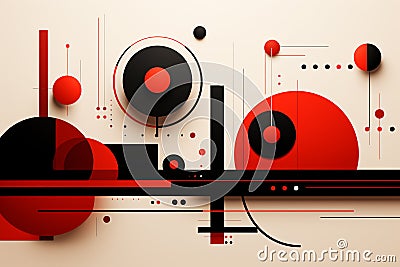 Abstract technological geometric background with circles, lines and other elements. illustration Cartoon Illustration