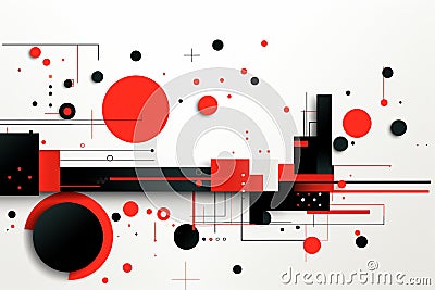 Abstract technological geometric background with circles, lines and other elements. illustration Cartoon Illustration