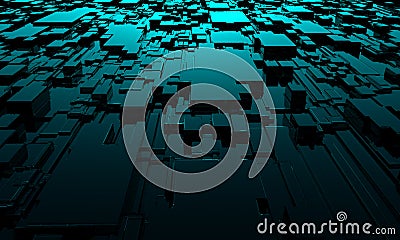 Abstract technological squares background. 3d rendering Stock Photo