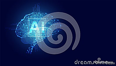Technology Ai computing concept Ai Brain working data of Artificial intelligence and futuristic digital for future on Vector Illustration