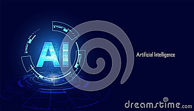 Technology Ai computing concept Ai circle working data of Artificial intelligence and futuristic digital for future on Vector Illustration