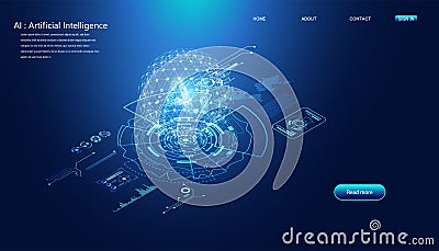 technology Ai interface computing concept working data of Artificial intelligence and futuristic digital for future on Stock Photo