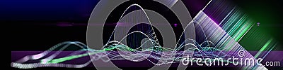 Abstract technology background with color wireframe and blurred lines. Visual presentation of analytics grig algorithms. Stock Photo
