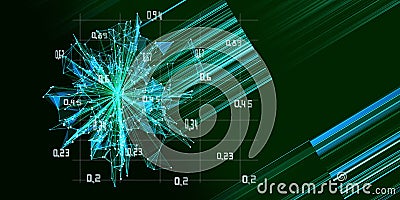 Abstract technology background connecting lines and dots with blurred lines. Quantum computer analytical concept. Learning Stock Photo