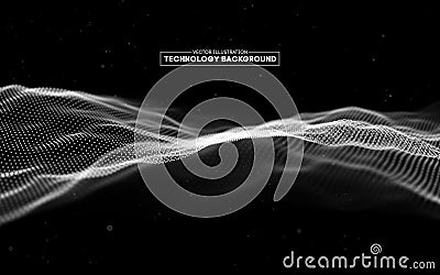 Abstract technology background. Background 3d grid. Cyber technology Ai tech wire network futuristic wireframe Vector Illustration