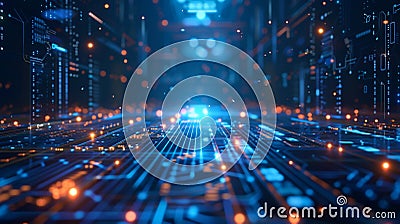 Ai generaive. Abstract technology background in futuristic digital electronic circuit board. Concept of computer communication. Stock Photo