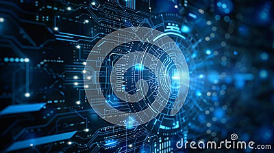 Ai generaive. Abstract technology background in futuristic digital electronic circuit board. Concept of computer communication. Stock Photo