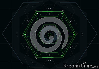 Abstract technology background with futuristic hexagon Cartoon Illustration