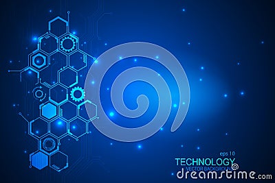 Abstract technology background Hi-tech communication concept with various technological elements Vector Illustration
