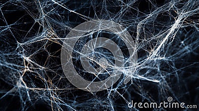 Abstract technology background with internet grid and cobwebs symbolizing data complexity in 3d Stock Photo
