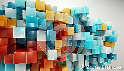 Abstract for technology background with multiplicity cubes. Many plastic colorful cubes close-up Stock Photo