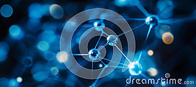 Abstract Technology Background. Network Connection Structure. Artificial Intelligence, 3D Rendering. Stock Photo