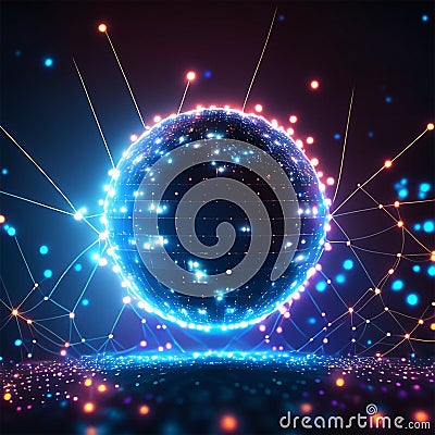 Abstract technology background. Network connection structure. Big data. Vector illustration. Cartoon Illustration