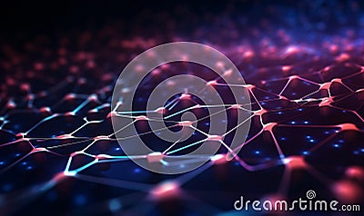Abstract technology background. Network synaptic network connectivity. Futuristic electronics concept. Stock Photo