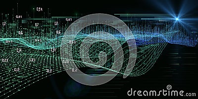 Abstract technology background with polygonal technology grid and spot effect. Analytics data algorithms. Quantum concept. Big Stock Photo