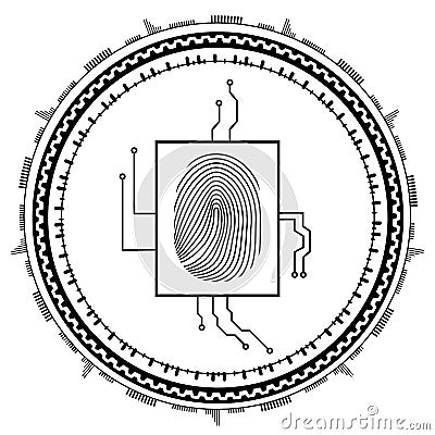 Abstract technology background.Security system concept with fingerprint . Eps 10 illustration Cartoon Illustration