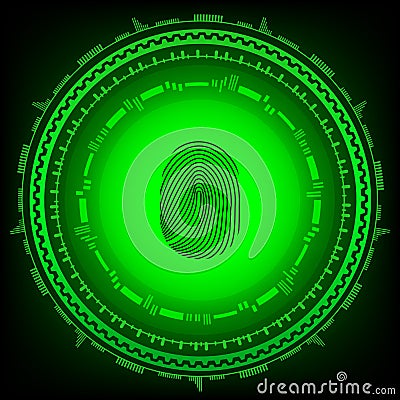 Abstract technology background.Security system concept with fingerprint . Eps 10 vector illustration Vector Illustration