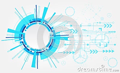 Abstract technology background with various technological elements. Vector Illustration