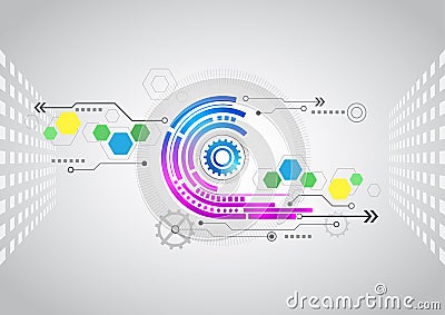 Abstract technology background with various technological elements Vector Illustration