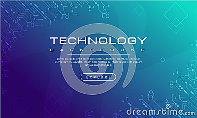 Abstract technology banner blue green background concept with line effects technology, blue background texture, illustration vecto Vector Illustration