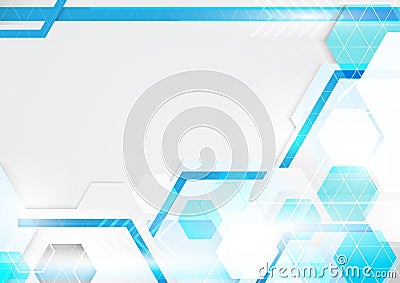 Abstract technology blue and white background. Modern geometric Vector Illustration