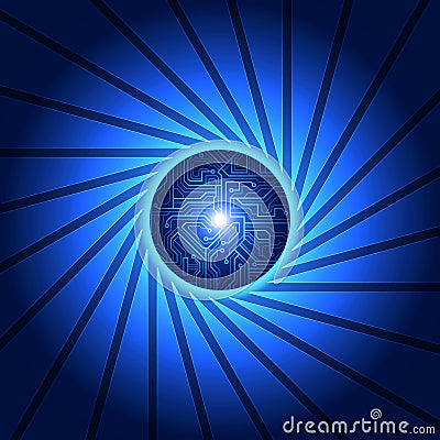 Abstract technology chip processor background circuit board and code, illustration blue technology background vector Vector Illustration