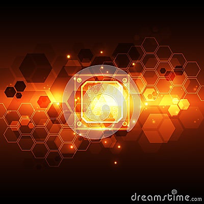 Abstract technology chip processor background circuit board and html code,3D illustration blue technology background vector Vector Illustration