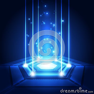 Abstract technology chipset processor background circuit board and html code,3D illustration blue technology background vector. Vector Illustration