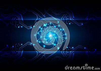 Abstract Technology circuit with brain design, Artificial intelligence Technology background,illustration vector design Vector Illustration