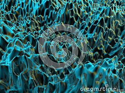 Abstract technology colorful blue and green background composed of poly mesh. 3d illustration. Cartoon Illustration