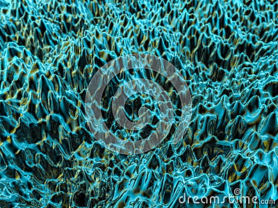 Abstract technology colorful blue and green background composed of poly mesh. 3d illustration. Cartoon Illustration