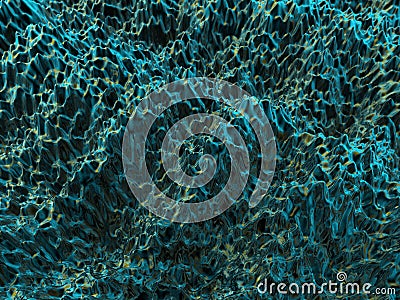 Abstract technology colorful blue and green background composed of poly mesh. 3d illustration. Cartoon Illustration