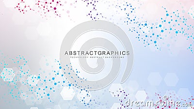 Abstract technology connect background lines and dots with hexagons. Modern hexagons technology concept design Vector Illustration