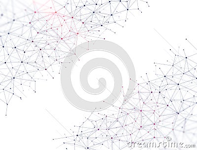 Abstract technology connect background - Purple dots and lines - Molecules Stock Photo