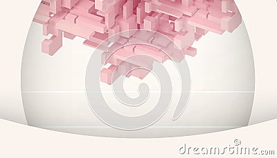 Abstract Technology Connection background and Creative Ideas Box Geometric shapes on pink paper art style Stock Photo