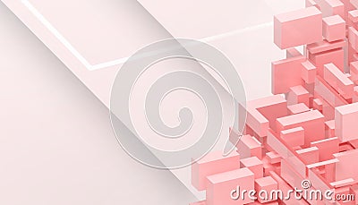 Abstract Technology Connection background and Creative Ideas Box Geometric shapes on Red -pink paper art style Stock Photo