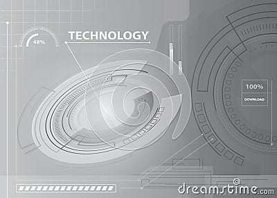 Abstract technology contour object. Light futuristic concept, di Vector Illustration