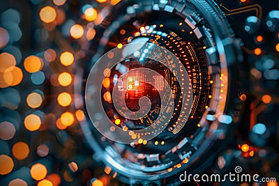 Abstract technology core glowing energy Quantum computing artificial intelligence cybersecurity innovation future concept Stock Photo