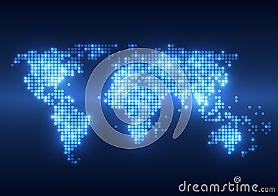 Abstract technology digital backgrounds with Earth map Vector Illustration