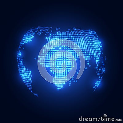 Abstract technology digital backgrounds with world map Vector Illustration