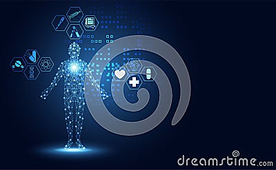Abstract technology digital health medical concept human digital Vector Illustration