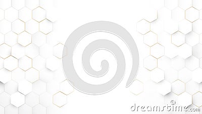 Abstract Technology, Futuristic Digital Hi Tech Concept. Abstract White and Gold Hexagonal Background. Luxury White Pattern. Vecto Vector Illustration
