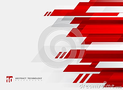 Abstract technology geometric red color shiny motion background. Vector Illustration