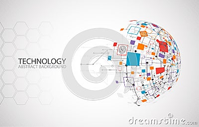 Abstract technology half - sphere background. Global network co Vector Illustration