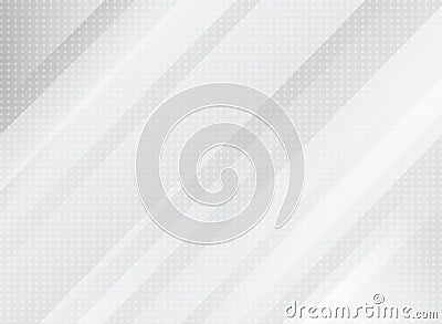 Abstract technology light grey color and striped rectangle oblique overlay white gradients on dots pattern background. Vector Illustration